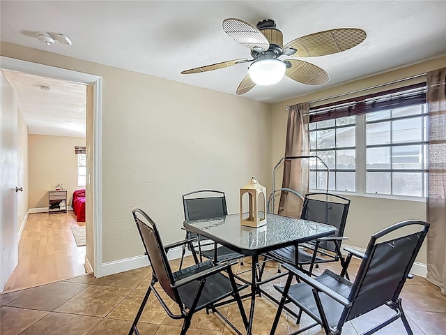 10931 110th Ave, Seminole, FL 33778 - tiled dining space with baseboards and a ceiling fan