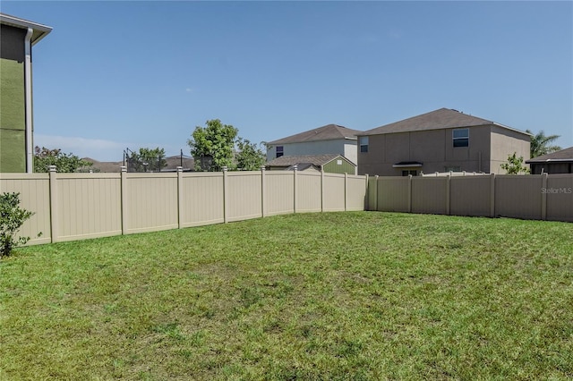 view of yard with a fenced backyard