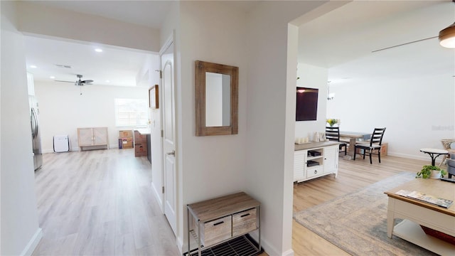 1849 Del Robles Dr, Clearwater, FL 33764 - corridor with light wood-type flooring, recessed lighting, baseboards, and visible vents