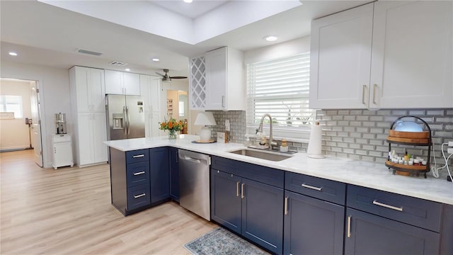 1849 Del Robles Dr, Clearwater, FL 33764 - kitchen with white cabinets, stainless steel appliances, a healthy amount of sunlight, and a sink