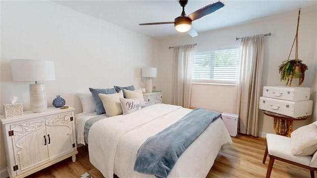 1849 Del Robles Dr, Clearwater, FL 33764 - bedroom with light wood-style floors and a ceiling fan