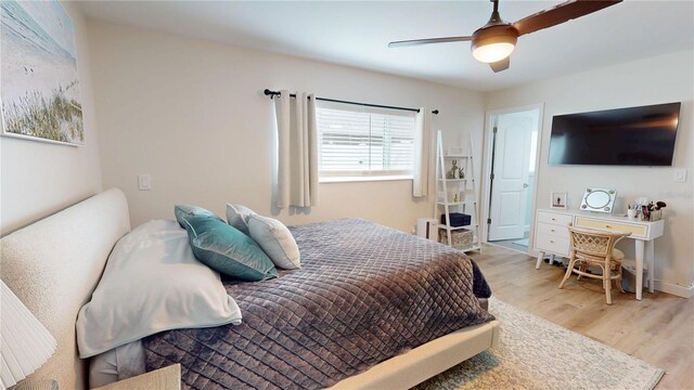 1849 Del Robles Dr, Clearwater, FL 33764 - bedroom featuring ceiling fan and light wood-style floors