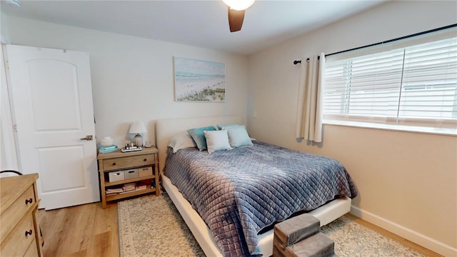 1849 Del Robles Dr, Clearwater, FL 33764 - bedroom with a ceiling fan and light wood-style flooring