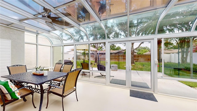 1849 Del Robles Dr, Clearwater, FL 33764 - sunroom featuring outdoor dining area and ceiling fan