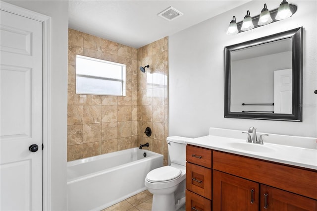 1506 Lenton Rose Ct, Trinity, FL 34655 - full bathroom featuring visible vents, vanity, toilet, bathtub / shower combination, and tile patterned floors