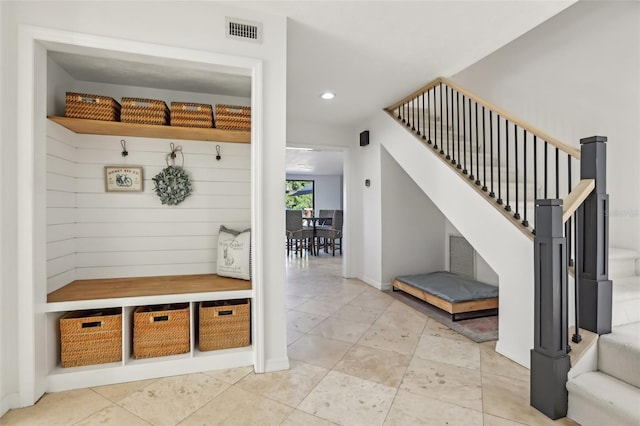 1502 Creekbend Dr, Brandon, FL 33510 - mudroom with recessed lighting, tile patterned floors, and visible vents