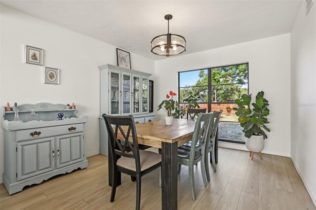 1502 Creekbend Dr, Brandon, FL 33510 - dining space featuring light wood-style floors, baseboards, and a notable chandelier
