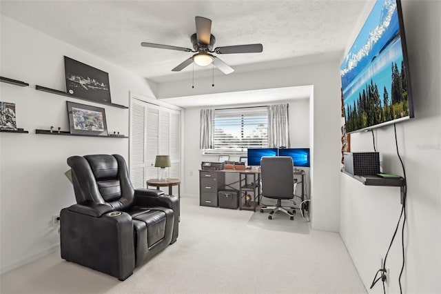 1502 Creekbend Dr, Brandon, FL 33510 - office featuring a ceiling fan and carpet