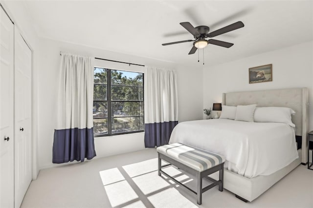 1502 Creekbend Dr, Brandon, FL 33510 - bedroom featuring ceiling fan, light colored carpet, and a closet