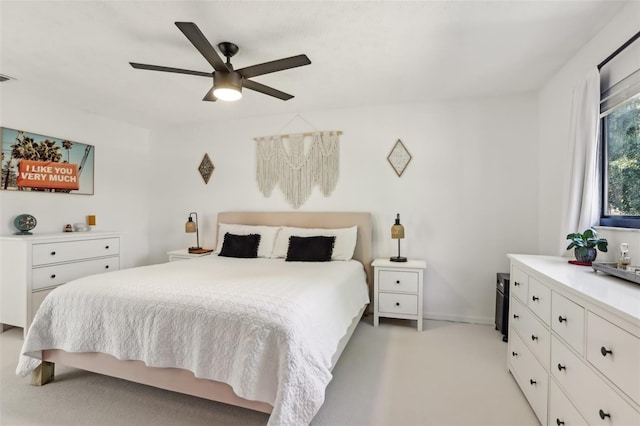 1502 Creekbend Dr, Brandon, FL 33510 - bedroom with ceiling fan, light colored carpet, baseboards, and visible vents