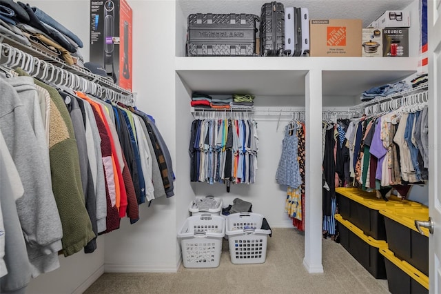 spacious closet with carpet floors