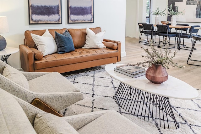 living area featuring wood finished floors