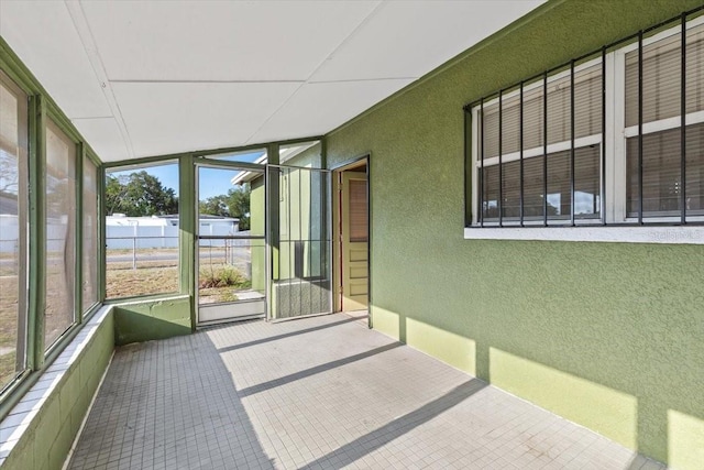 view of unfurnished sunroom