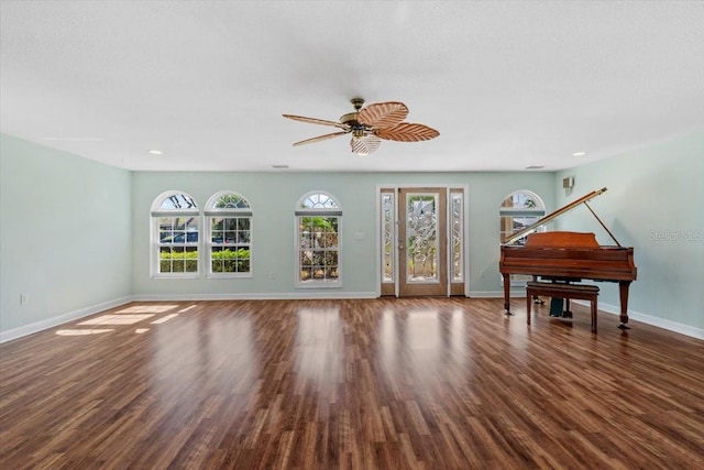 4531 44th St S, Saint Petersburg, FL 33711 - living area with a ceiling fan, baseboards, recessed lighting, and wood finished floors