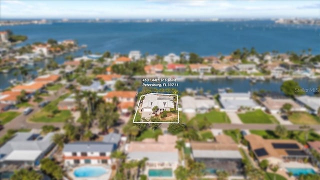 4531 44th St S, Saint Petersburg, FL 33711 - birds eye view of property with a water view and a residential view