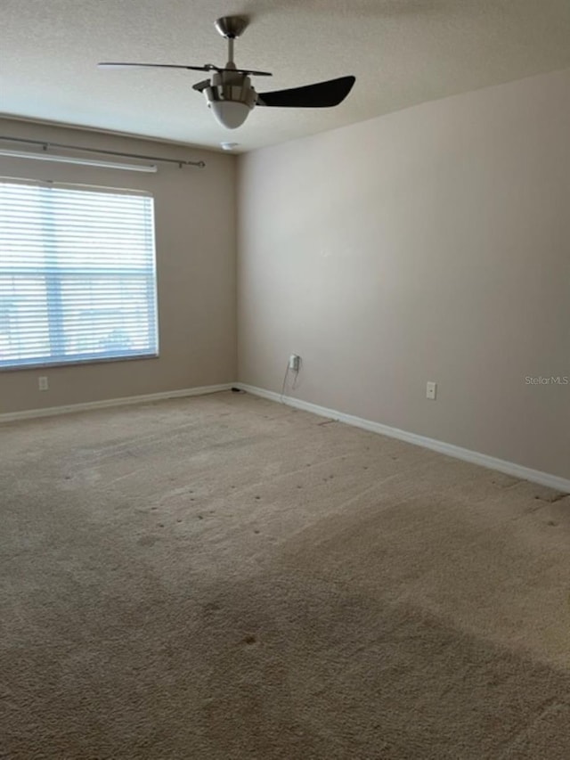 2950 Willowleaf Ln, Wesley Chapel, FL 33544 - carpeted empty room with baseboards, a ceiling fan, and a textured ceiling