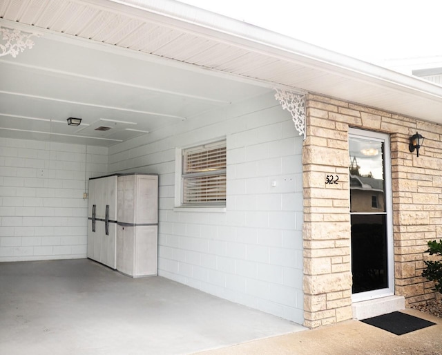 view of garage