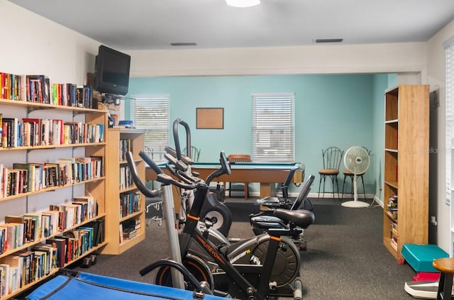 workout area with visible vents