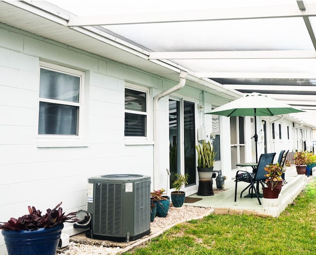 exterior space with central air condition unit
