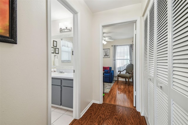 hallway featuring wood finished floors
