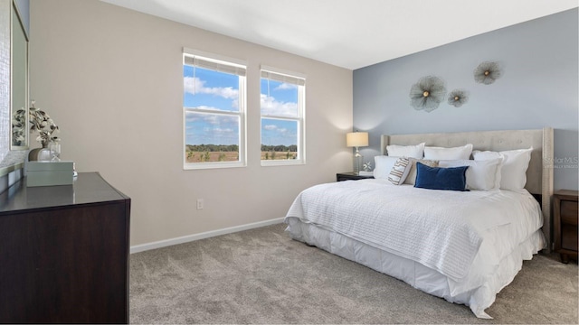 bedroom with carpet floors and baseboards