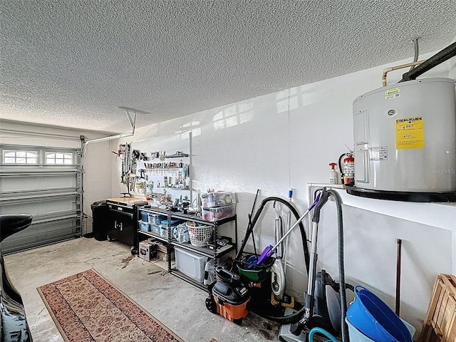 garage featuring electric water heater