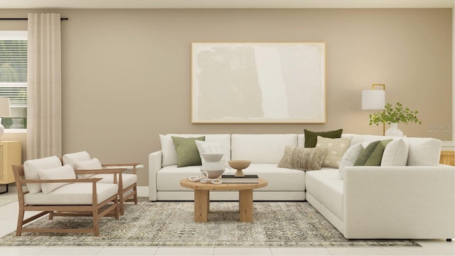 living room featuring baseboards