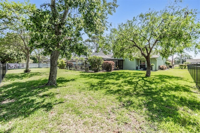 view of yard featuring a fenced backyard