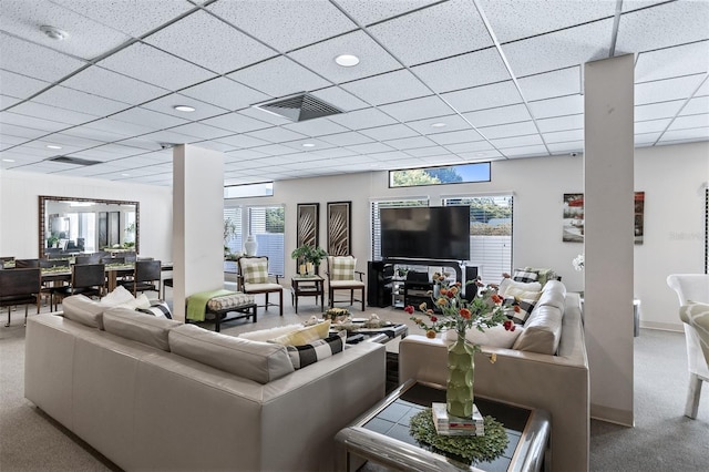 30 Turner St Unit 202, Clearwater, FL 33756 - carpeted living room featuring a paneled ceiling