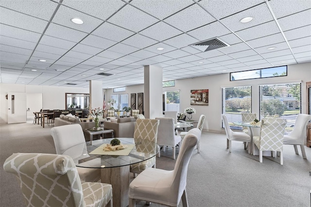 30 Turner St Unit 202, Clearwater, FL 33756 - dining area with carpet flooring, a paneled ceiling, and recessed lighting