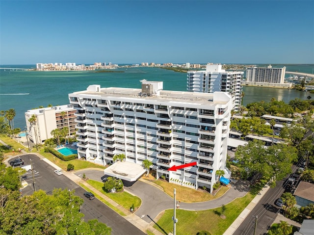 30 Turner St Unit 202, Clearwater, FL 33756 - view of urban area with a nearby body of water, apartment complex / building, and a pool