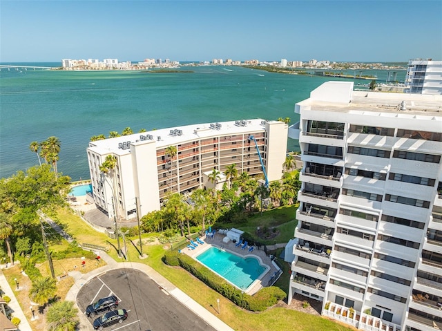 30 Turner St Unit 202, Clearwater, FL 33756 - view of urban area with a pool area, a nearby body of water, and apartment complex / building