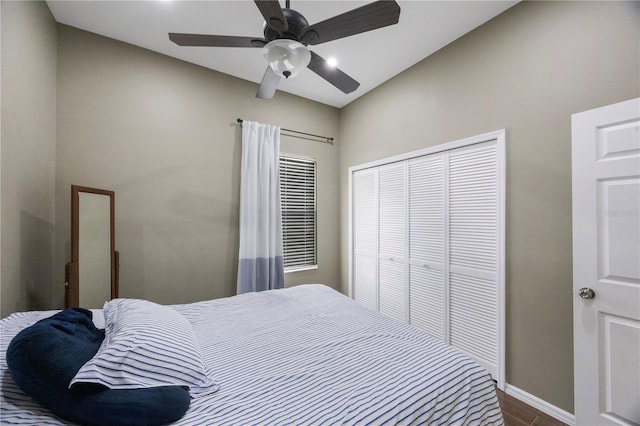 18520 Ambly Ln, Tampa, FL 33647 - bedroom featuring a closet, baseboards, ceiling fan, and recessed lighting