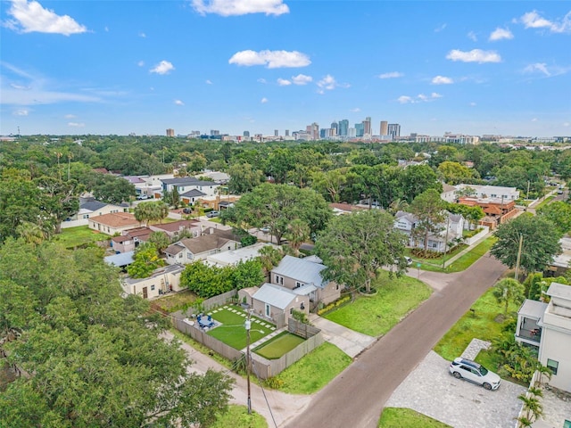 aerial view featuring a city view
