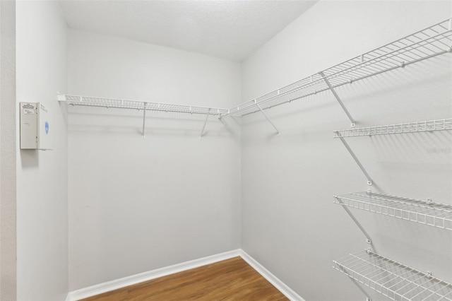spacious closet with wood finished floors