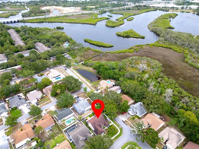 1424 Ridge Shore Dr, Tarpon Springs, FL 34689 - aerial view of property's location featuring a large body of water and nearby suburban area