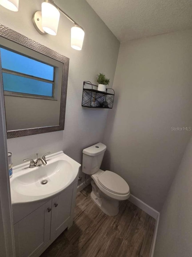 917 Adamson Ct, Lake Alfred, FL 33850 - bathroom featuring wood finished floors, vanity, and a textured ceiling