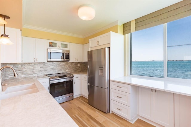 kitchen featuring plenty of natural light, a sink, appliances with stainless steel finishes, and light countertops