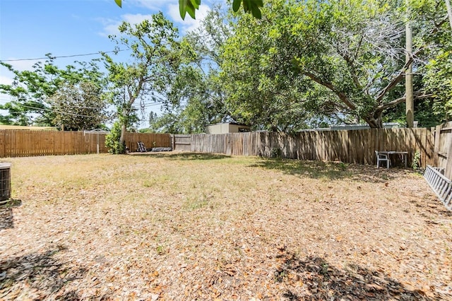 view of yard featuring a fenced backyard