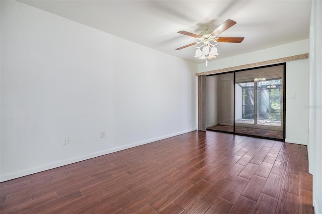 4002 Cypress Ct Unit 4002, Tampa, FL 33618 - empty room with baseboards, a ceiling fan, and dark wood-style flooring
