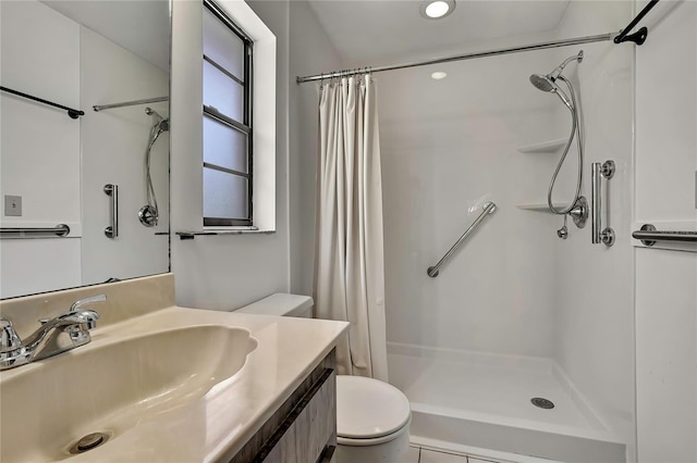 883 N Hollywood Cir, Crystal River, FL 34429 - full bathroom with vanity, recessed lighting, toilet, and a shower stall