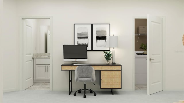 office with carpet floors and baseboards