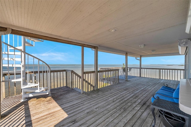deck with a water view