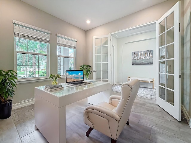 18203 Pine Hammock Blvd, Lutz, FL 33548 - office space featuring baseboards, french doors, and recessed lighting