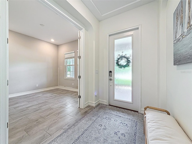 18203 Pine Hammock Blvd, Lutz, FL 33548 - foyer with light wood finished floors and baseboards