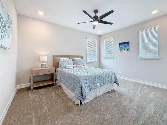18203 Pine Hammock Blvd, Lutz, FL 33548 - carpeted bedroom featuring baseboards, a ceiling fan, and recessed lighting