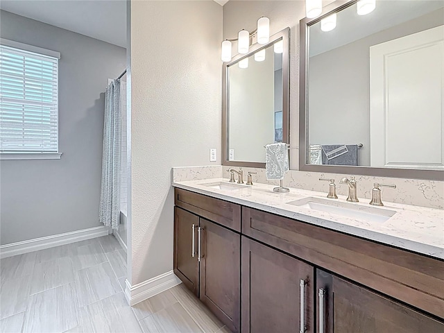 18203 Pine Hammock Blvd, Lutz, FL 33548 - bathroom with double vanity and shower / bath combo