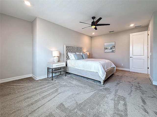 18203 Pine Hammock Blvd, Lutz, FL 33548 - carpeted bedroom featuring baseboards, recessed lighting, and a ceiling fan