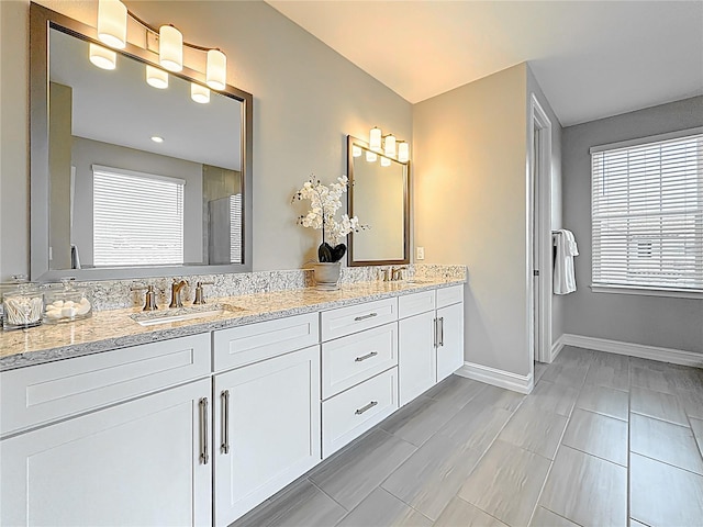 18203 Pine Hammock Blvd, Lutz, FL 33548 - bathroom with double vanity and baseboards