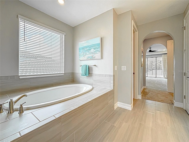 18203 Pine Hammock Blvd, Lutz, FL 33548 - full bath with a garden tub, baseboards, and recessed lighting